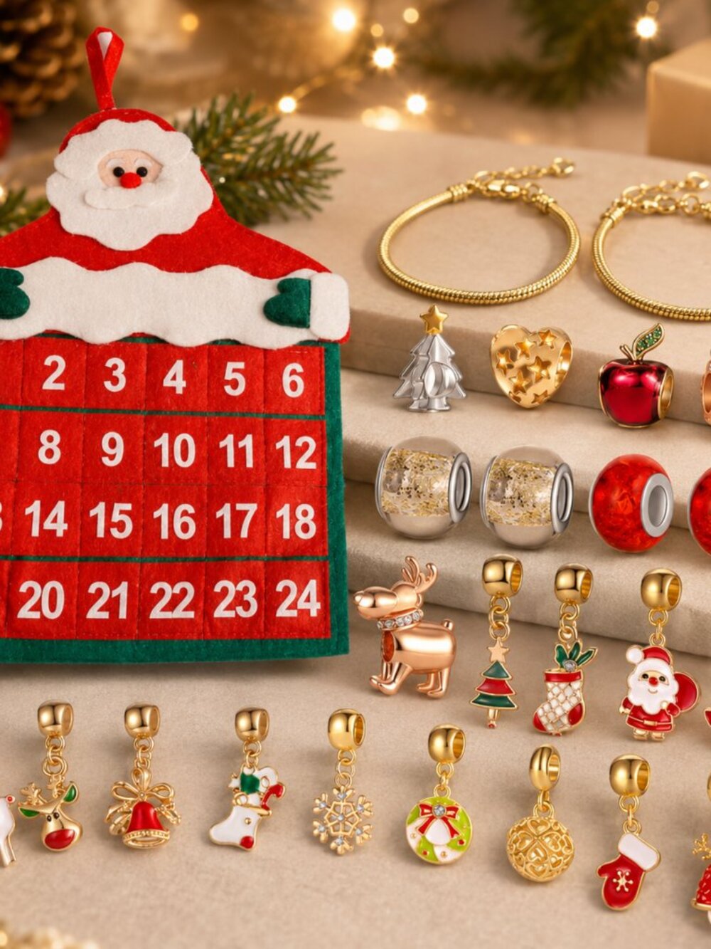 NWT Reusable Santa Advent Calendar with 24 Pockets